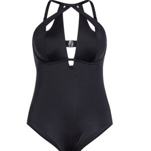 CITY CHIC Black Cancun Sexy One Piece Swimsuit Underwire US 14 Beach Coastal